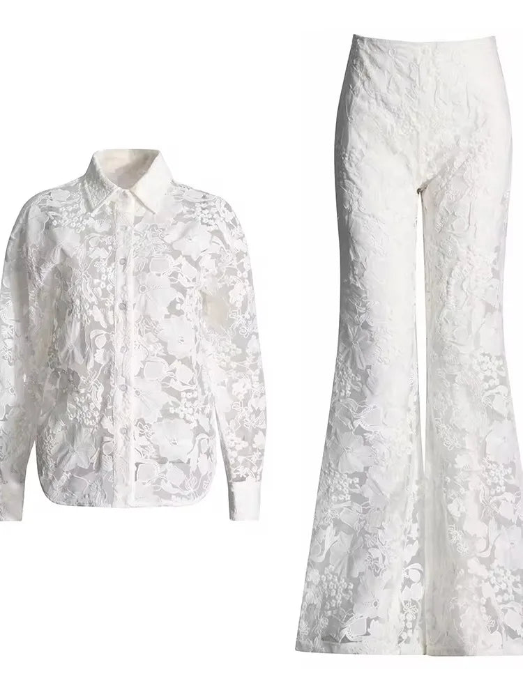 Lace Top and Trouser Set