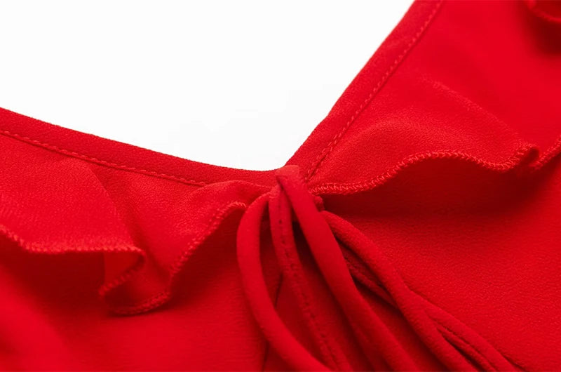 Ruffle Trim Maxi Dress