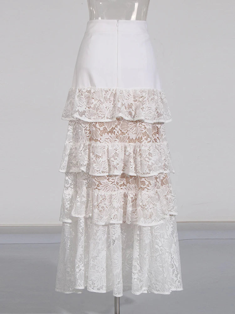 Top and Ruffles Lace Skirt Set