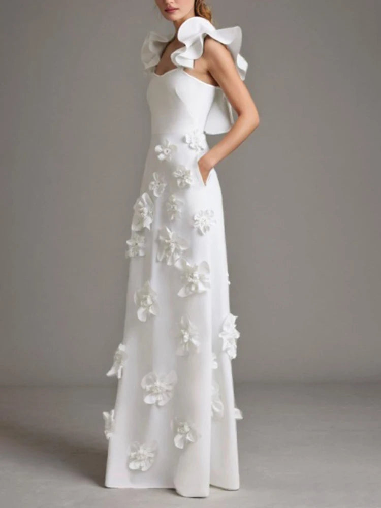 Open Back Appliques Dress