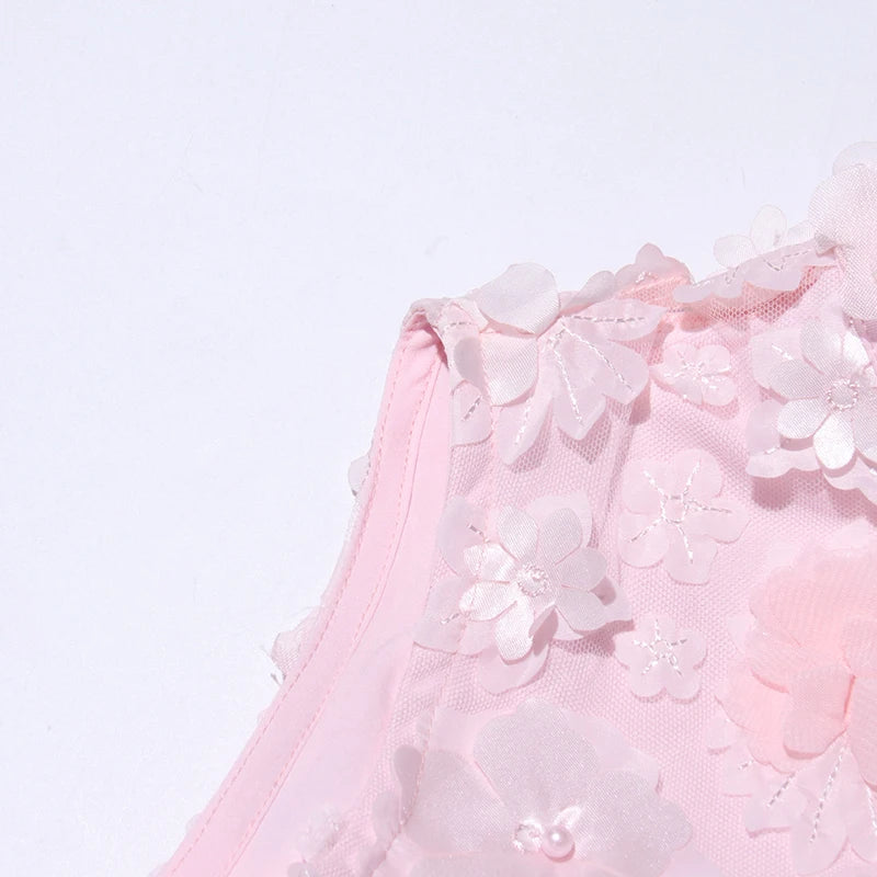 Flower Appliques Mini Dress