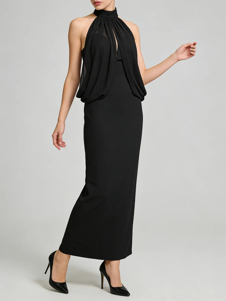 Convertible Black Cape Sleeve Dress