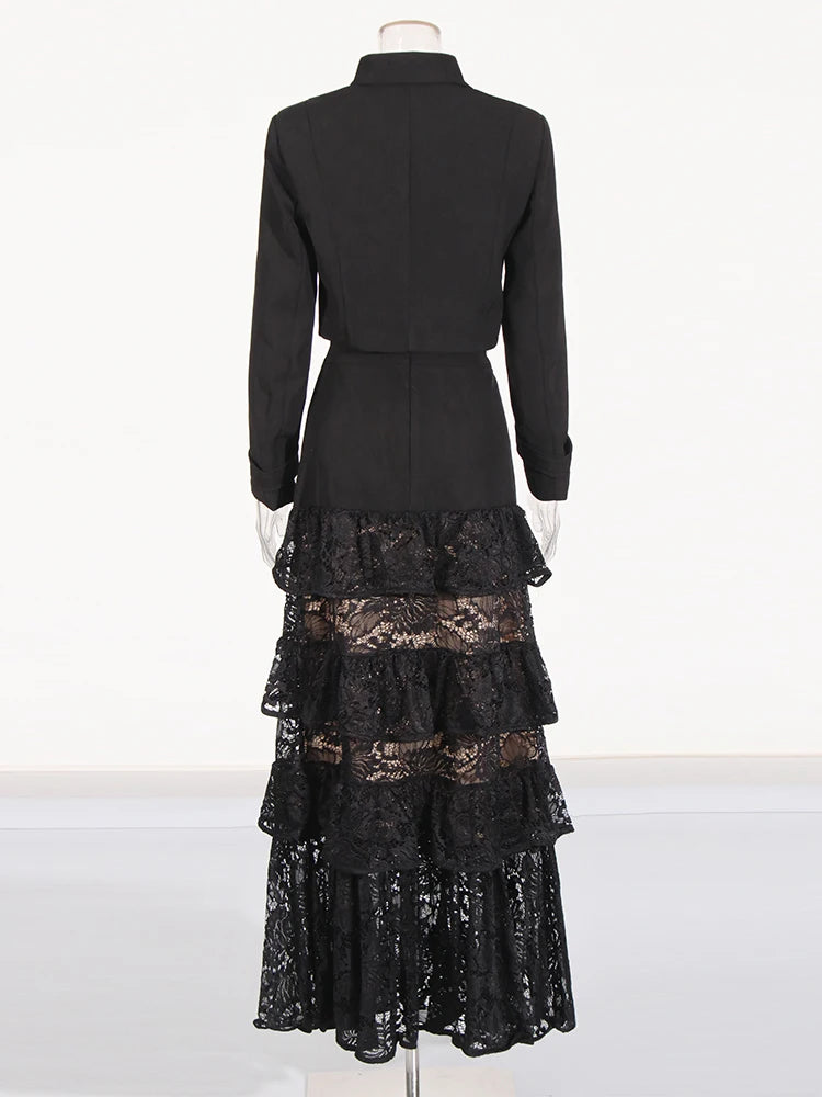 Top and Ruffles Lace Skirt Set