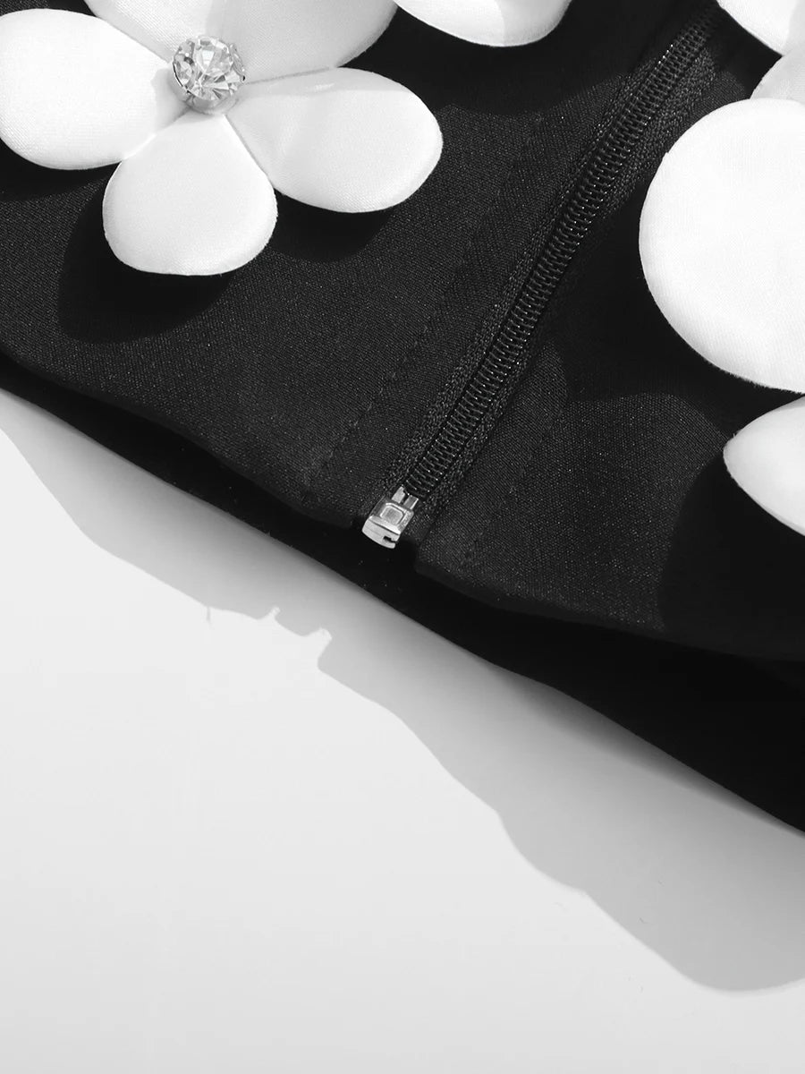 White Appliques Mini Dress