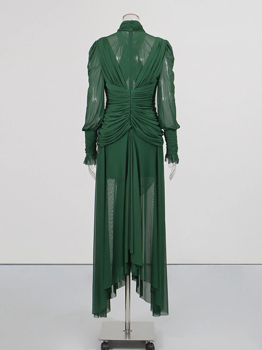 Draped Green Cocktail Dress