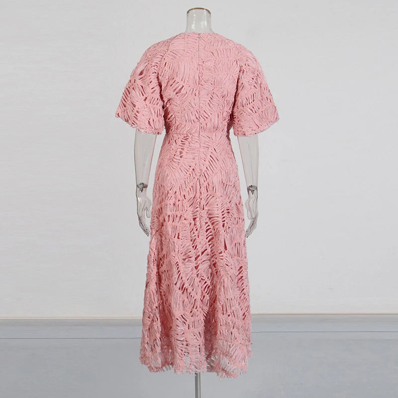 Woven Textured Midi Dress