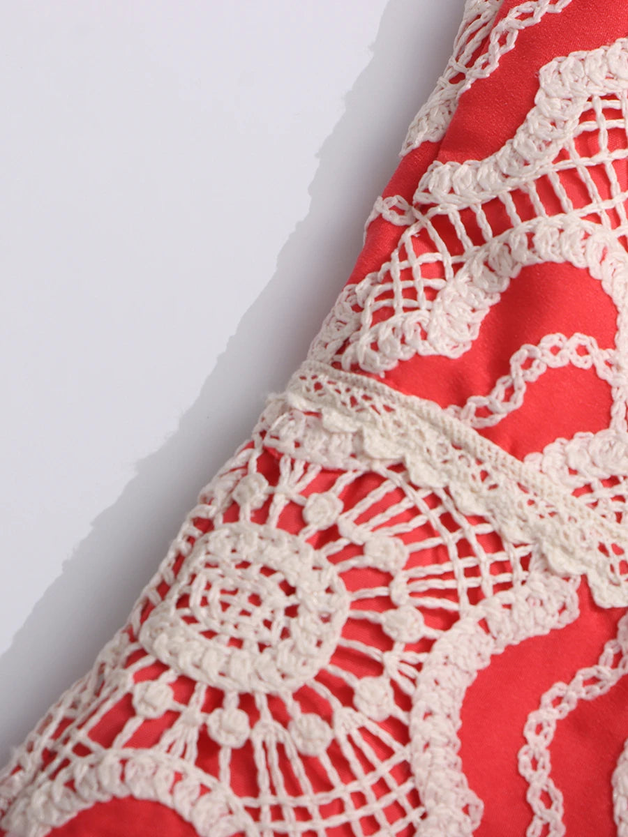 Embroidered Lace Midi Dress