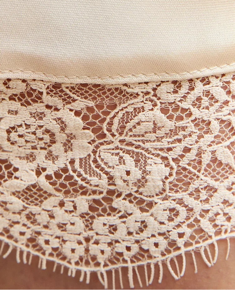 Satin and Lace Midi Skirt