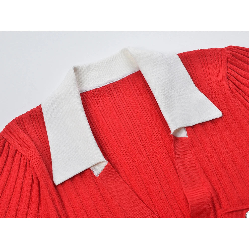 White Collar Knit Dress