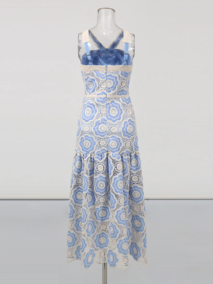 Embroidered Lace Midi Dress
