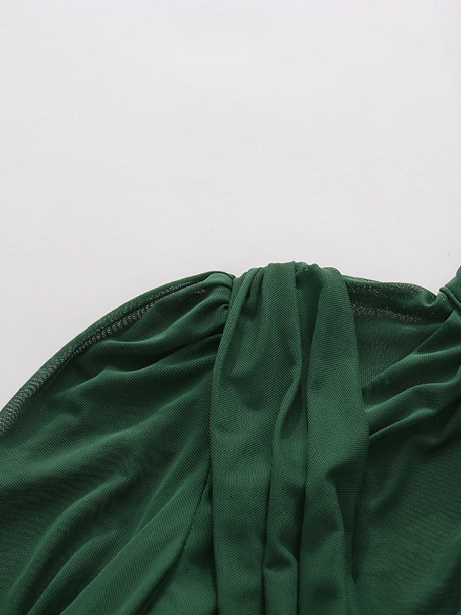 Draped Green Cocktail Dress