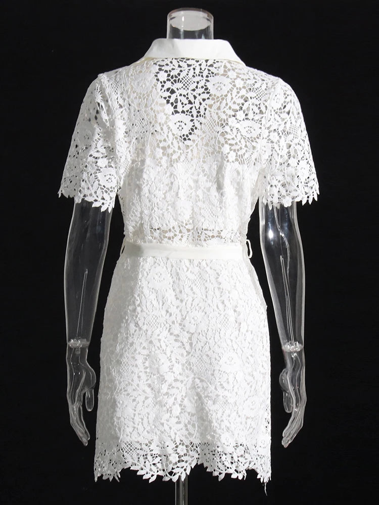 Embroidered Lace Mini Dress