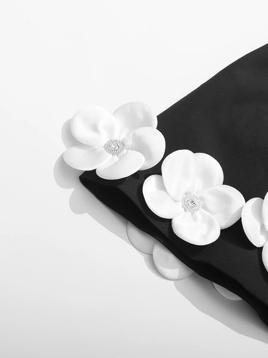 White Appliques Mini Dress