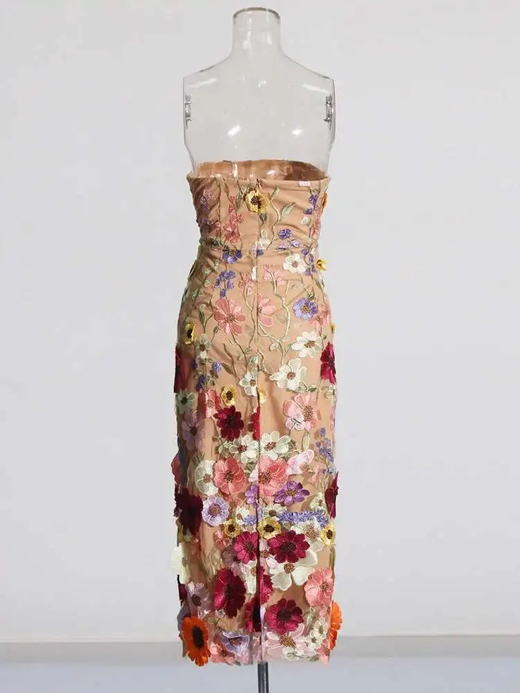 Strapless Appliques Dress