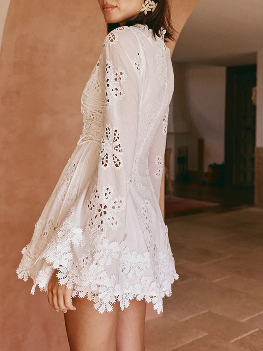 Embroidered Lace Mini Dress