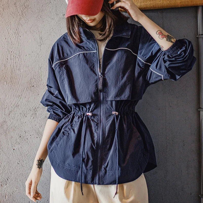 Navy Blue Windbreaker Jacket