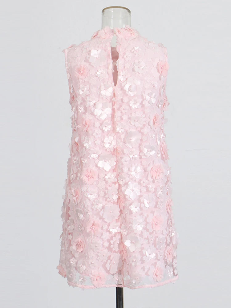 Flower Appliques Mini Dress