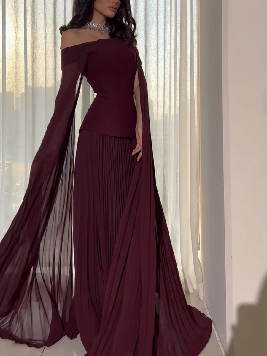 Burgundy Top and Skirt Set