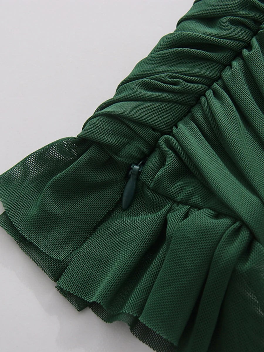 Draped Green Cocktail Dress