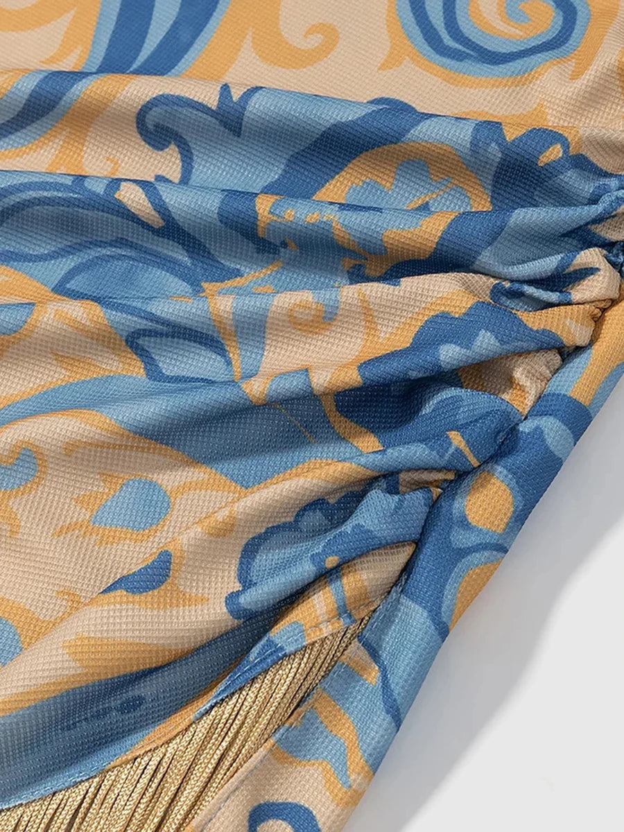 Print and Tassels Dress