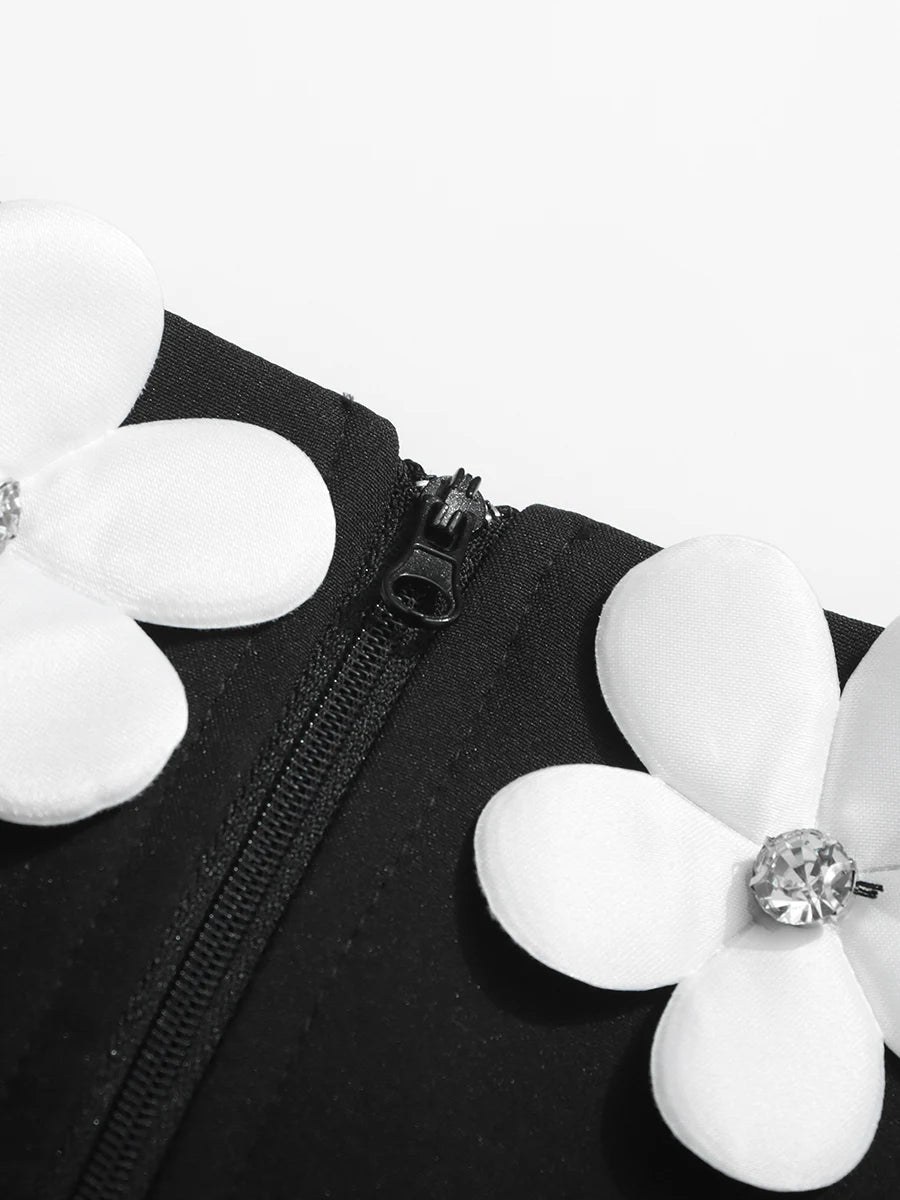 White Appliques Mini Dress