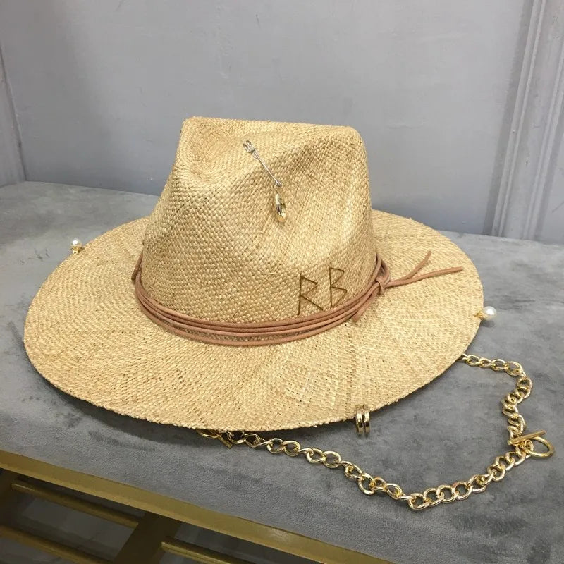 Chain and Pin Straw Hat