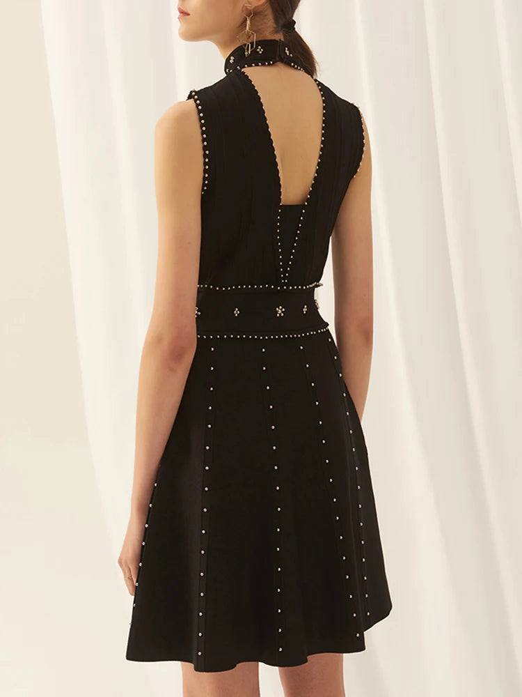 Embroidered Beads Mini Dress