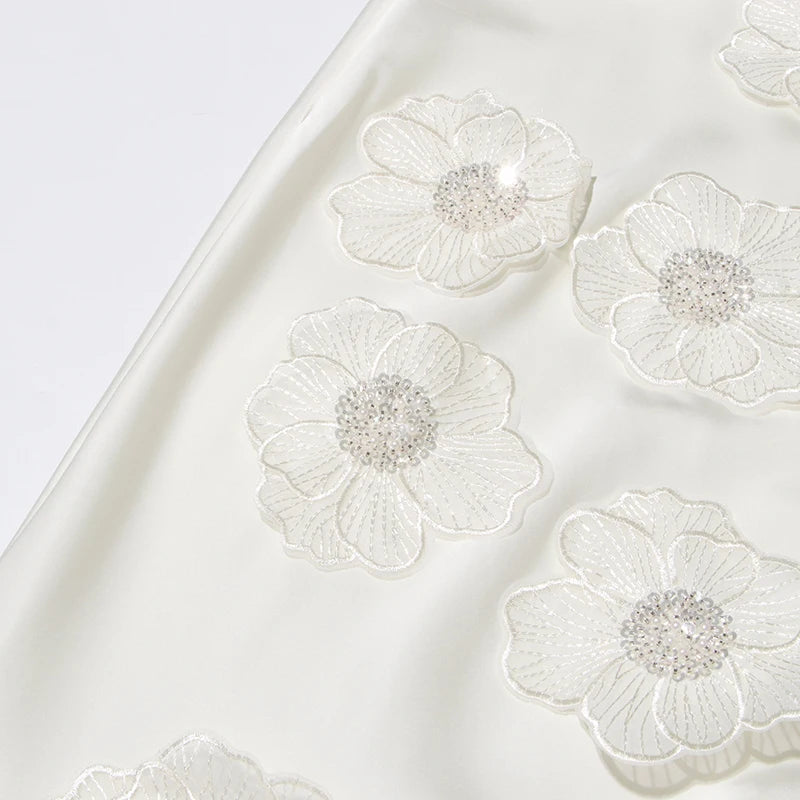 Appliques O Neck Midi Dress