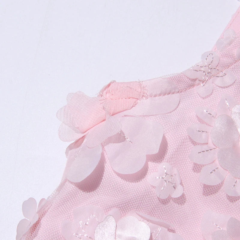Flower Appliques Mini Dress