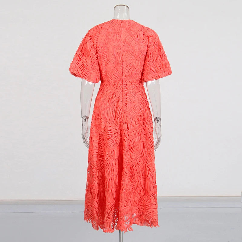 Woven Textured Midi Dress