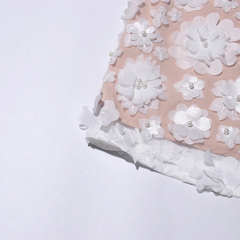 Flower Appliques Mini Dress