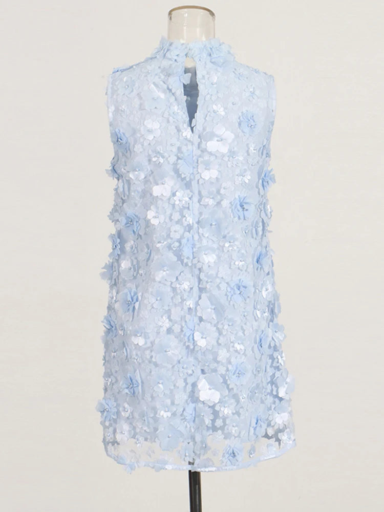 Flower Appliques Mini Dress