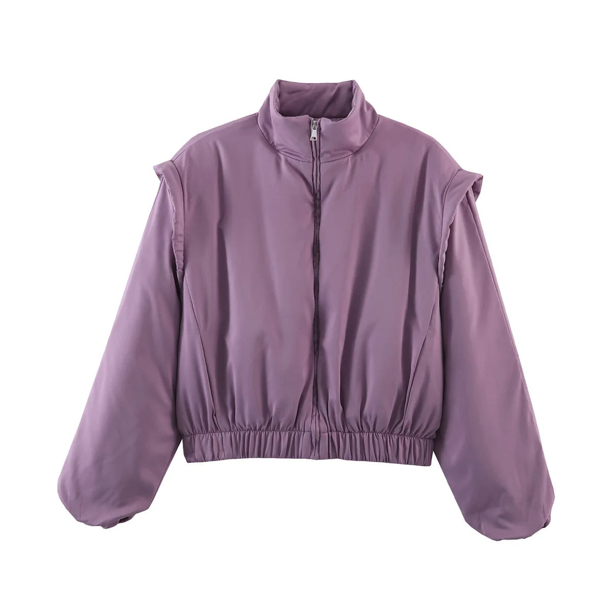 Zalia Atelier | Purple Satin Bomber Jacket