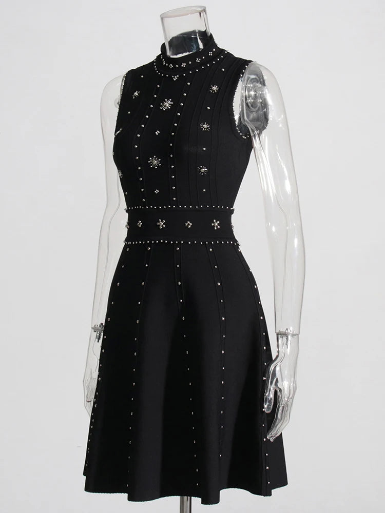 Embroidered Beads Mini Dress