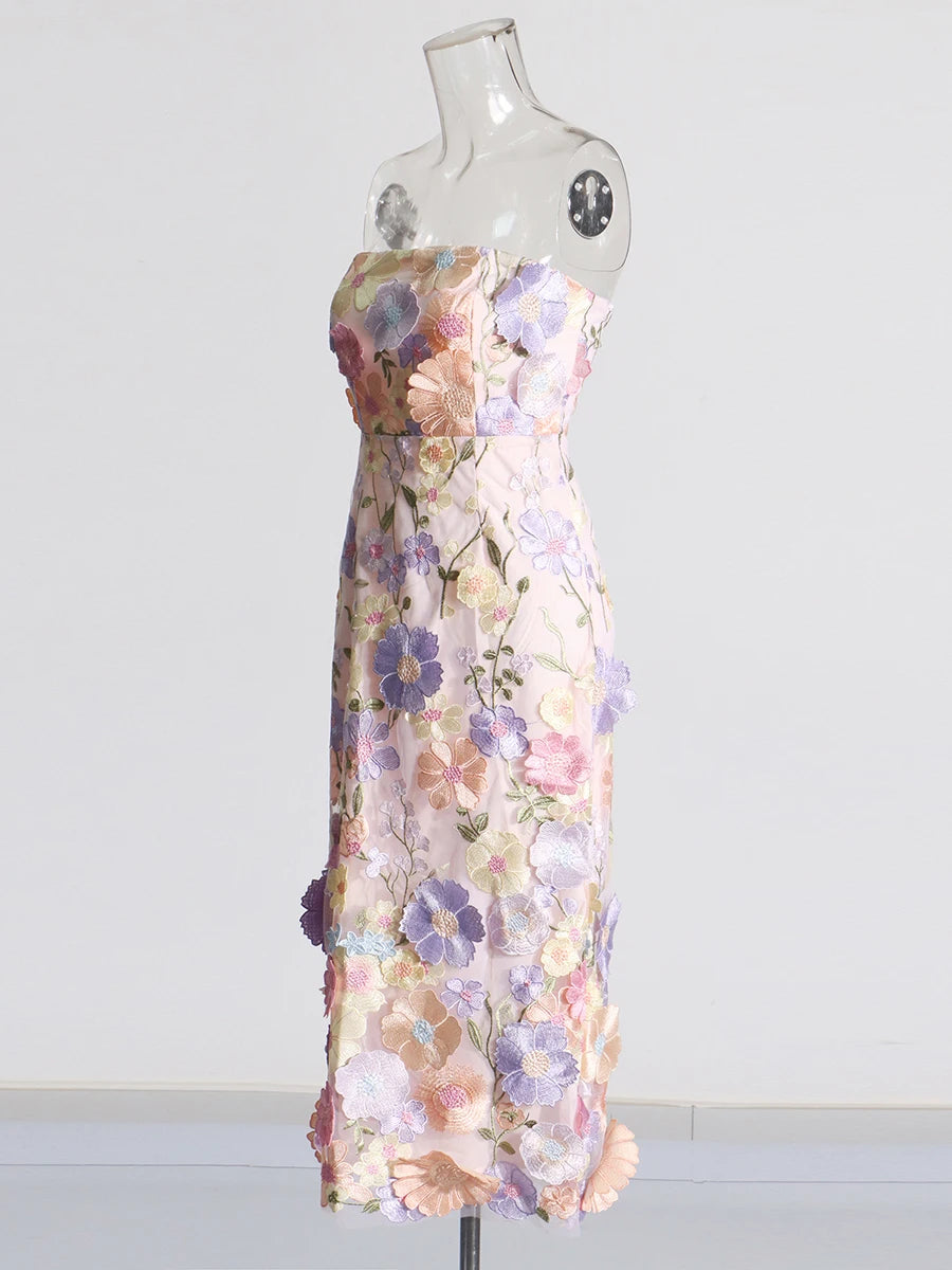 Strapless Appliques Dress