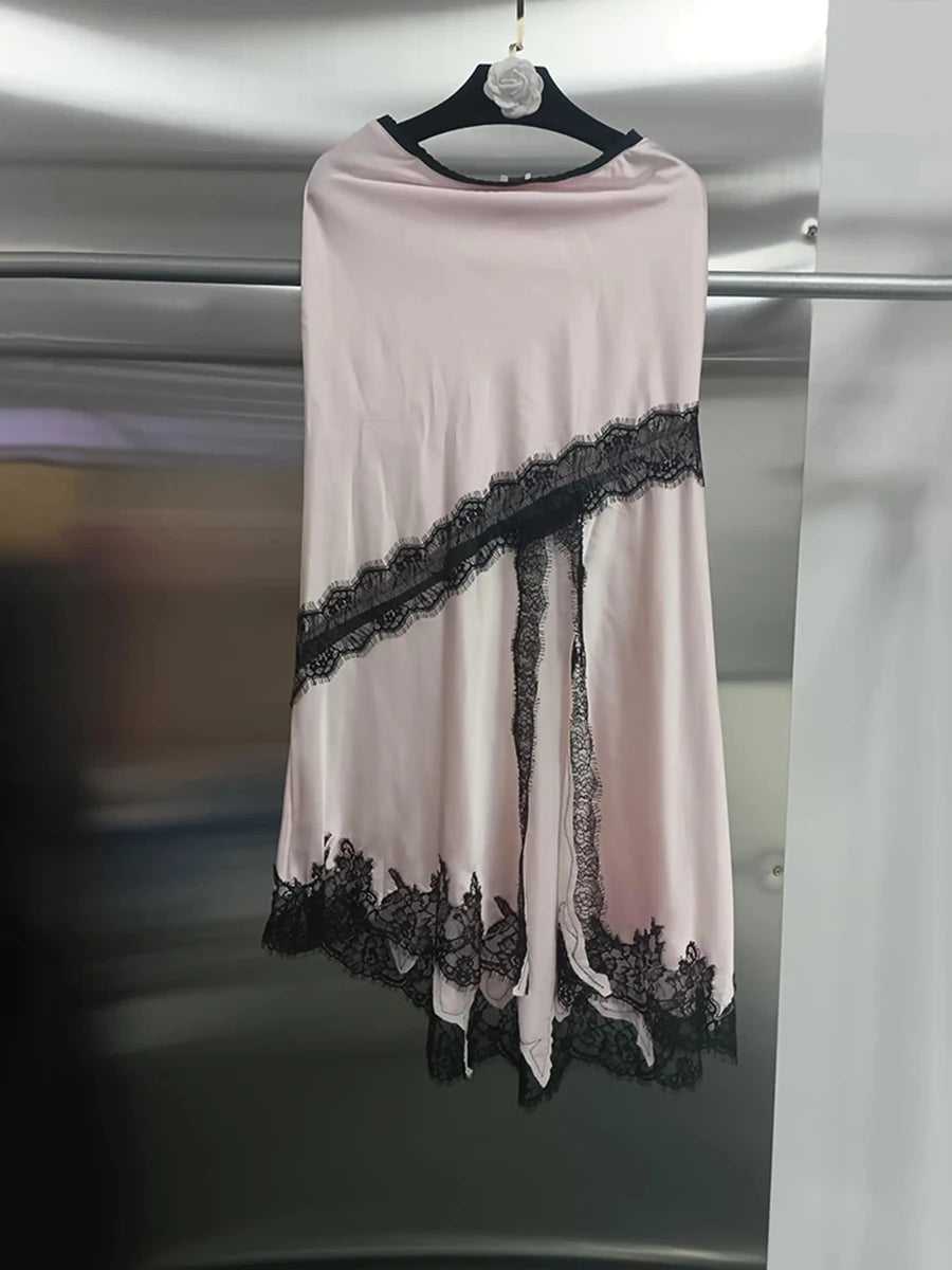 Lace Trim Midi Skirt
