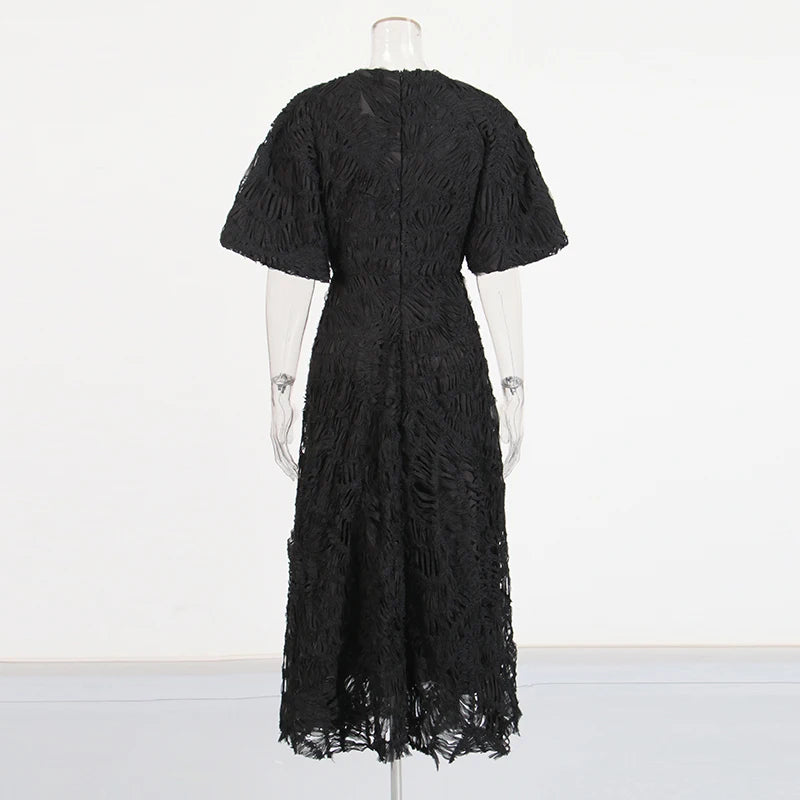 Woven Textured Midi Dress
