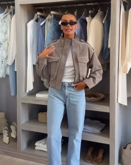 Faux Suede Cropped Jacket