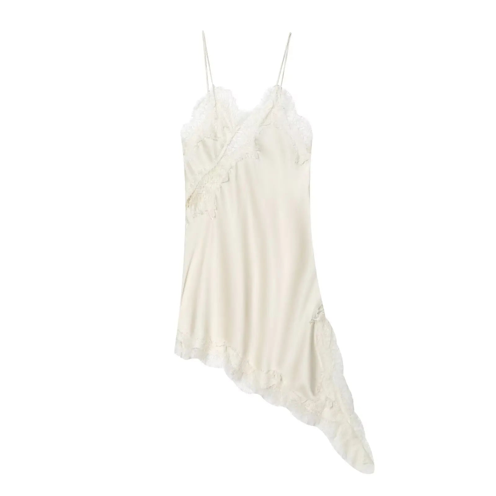 Asymmetrical Lace Trim Mini Dress