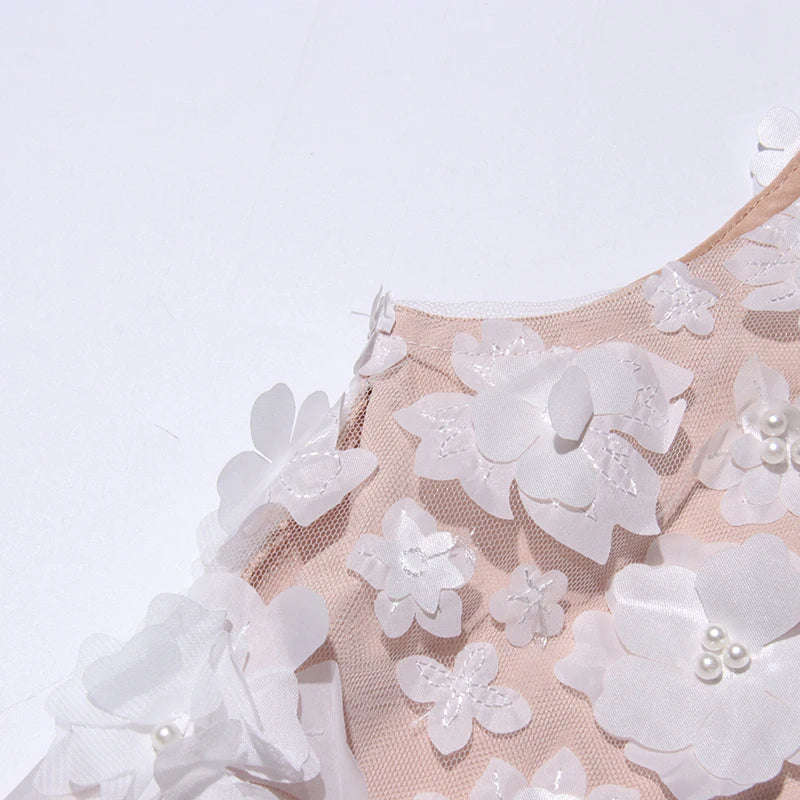 Flower Appliques Mini Dress