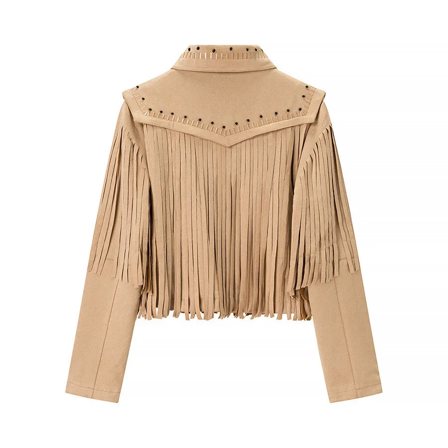 Fringe Faux Suede Jacket