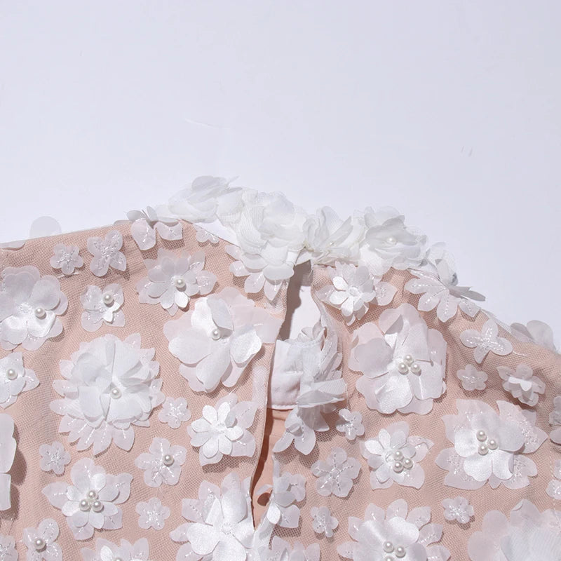 Flower Appliques Mini Dress