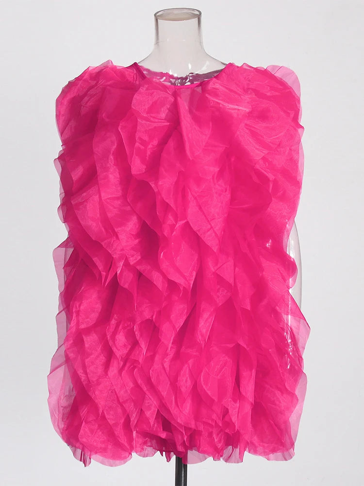 Tiered Ruffles Mesh Dress