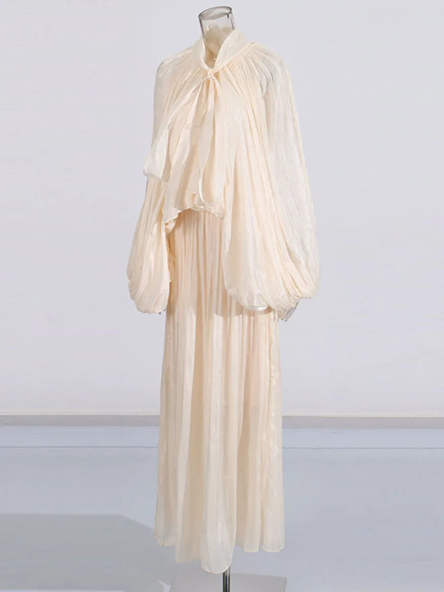 Stand Collar Maxi Dress