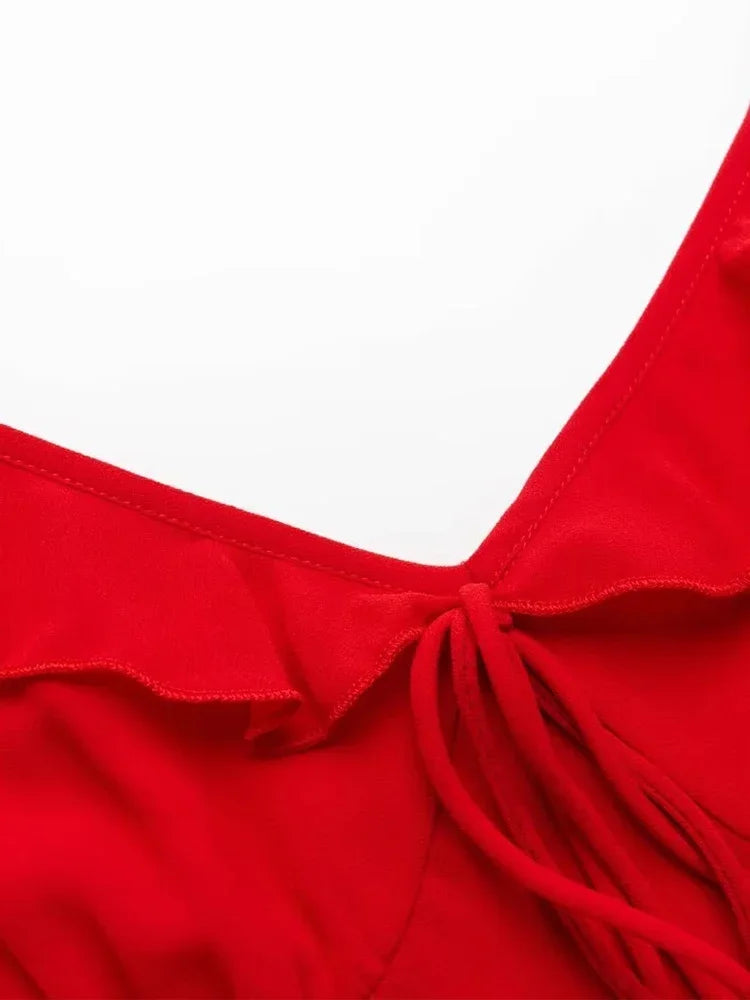 Ruffle Trim Maxi Dress