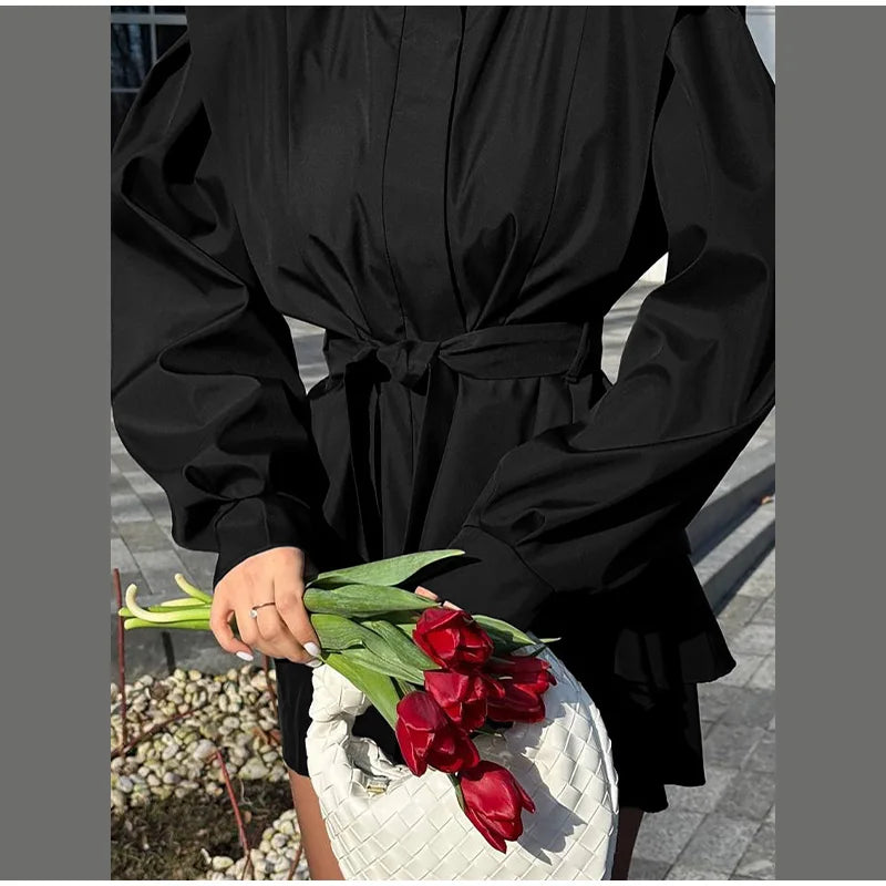 Stand Collar Belted Jacket