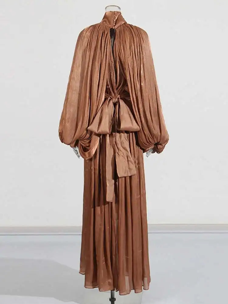 Stand Collar Maxi Dress