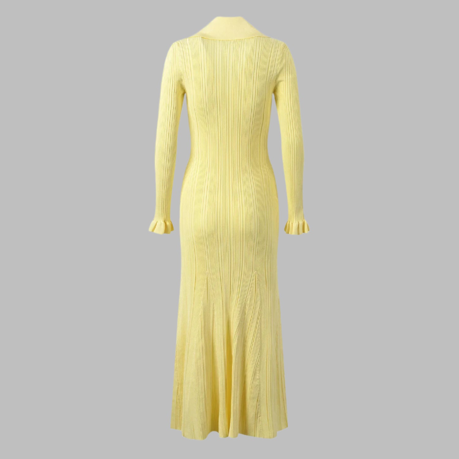 Yellow Knit Midi Dress