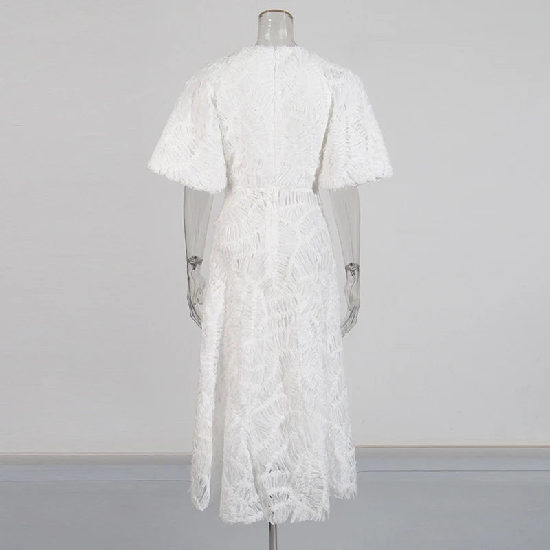 Woven Textured Midi Dress