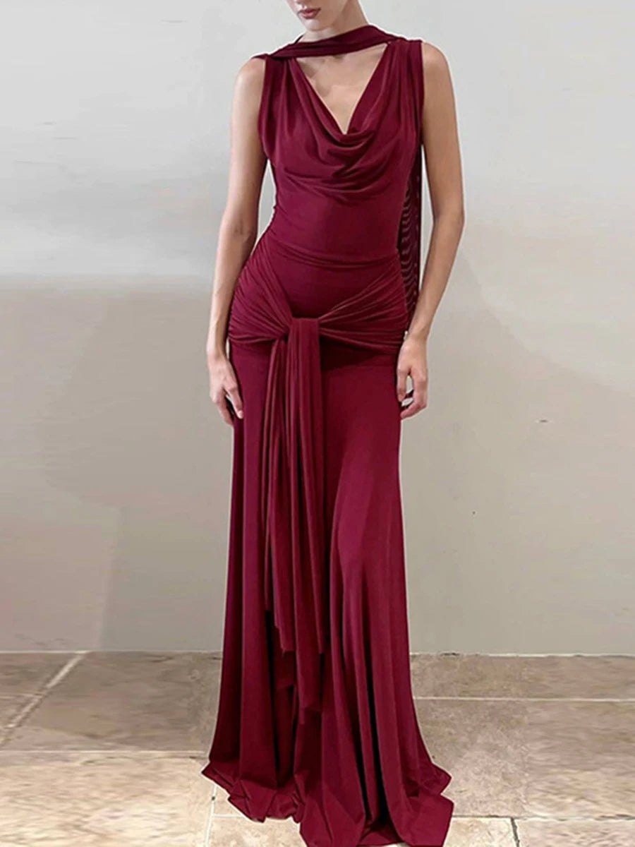 Draped Collar Dress